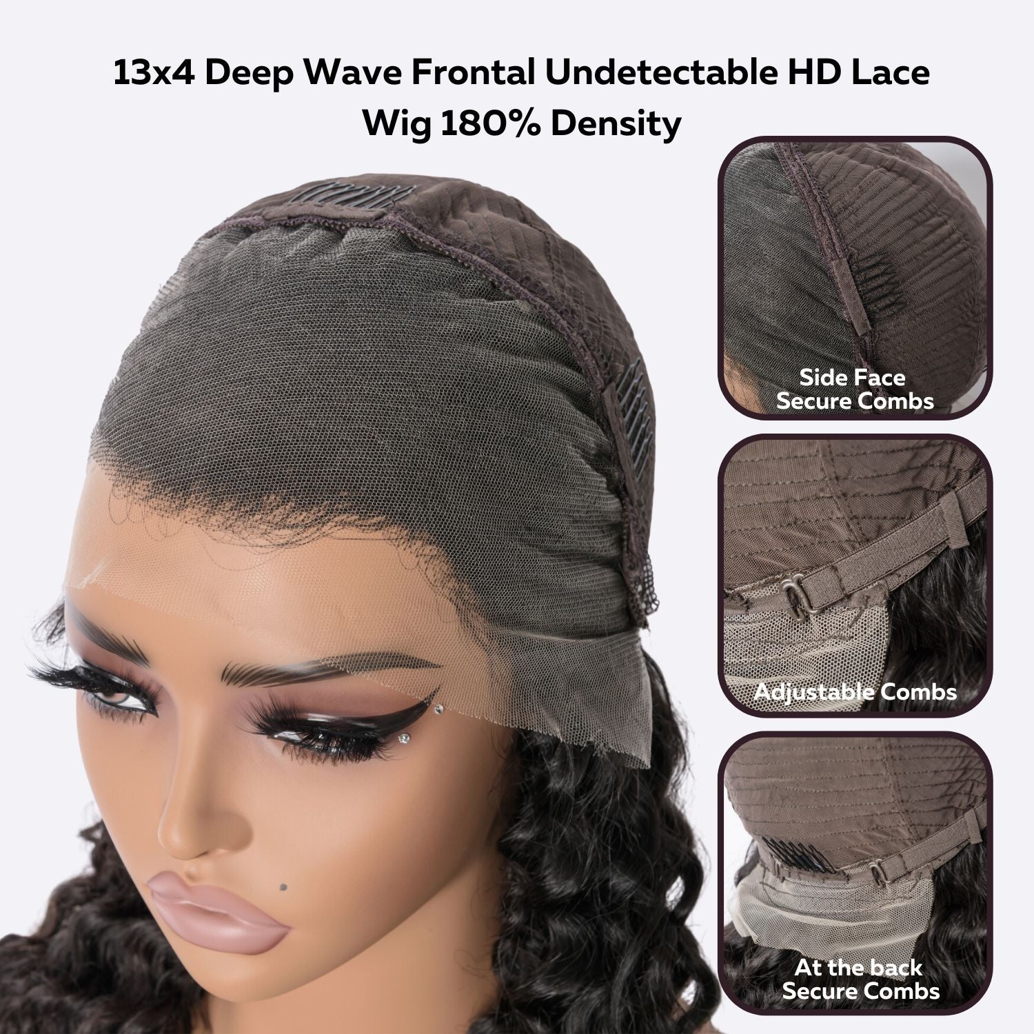 13x4 Deep Wave Frontal Undetectable HD Lace Wig 180% Density