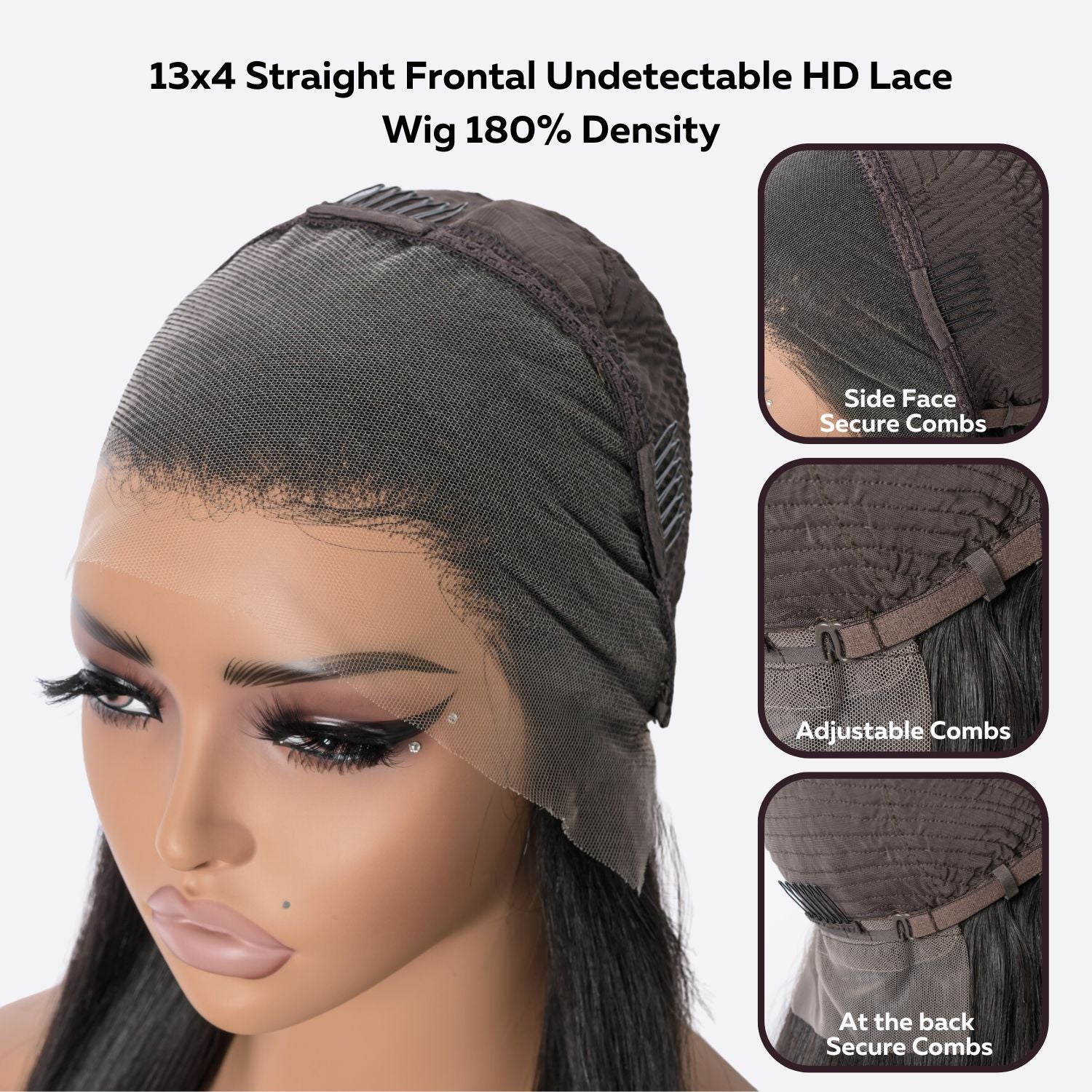 13x4 Straight Frontal Undetectable HD Lace Wig 180% Density