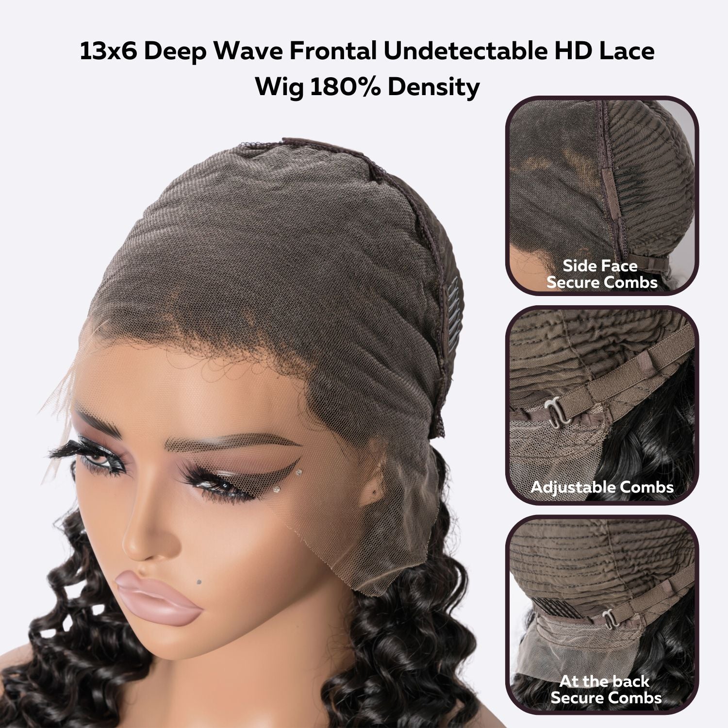 13x6 Deep Wave Frontal Undetectable HD Lace Wig 180% Density