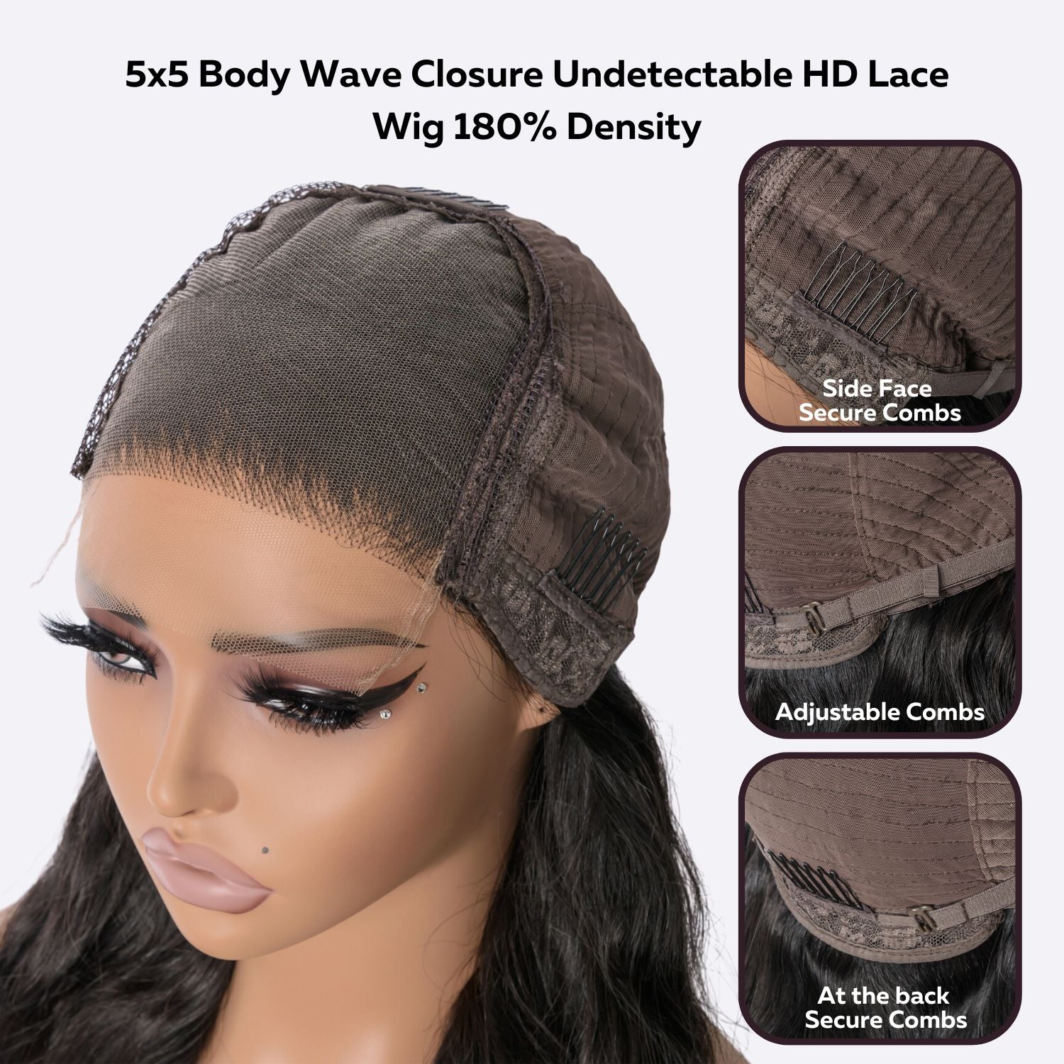 5x5 Body Wave Closure Undetectable HD Lace Wig 180% Density