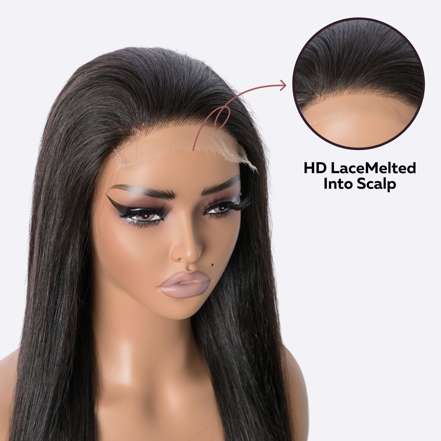 5x5 Straight Closure Undetectable HD Lace Wig 180% Density