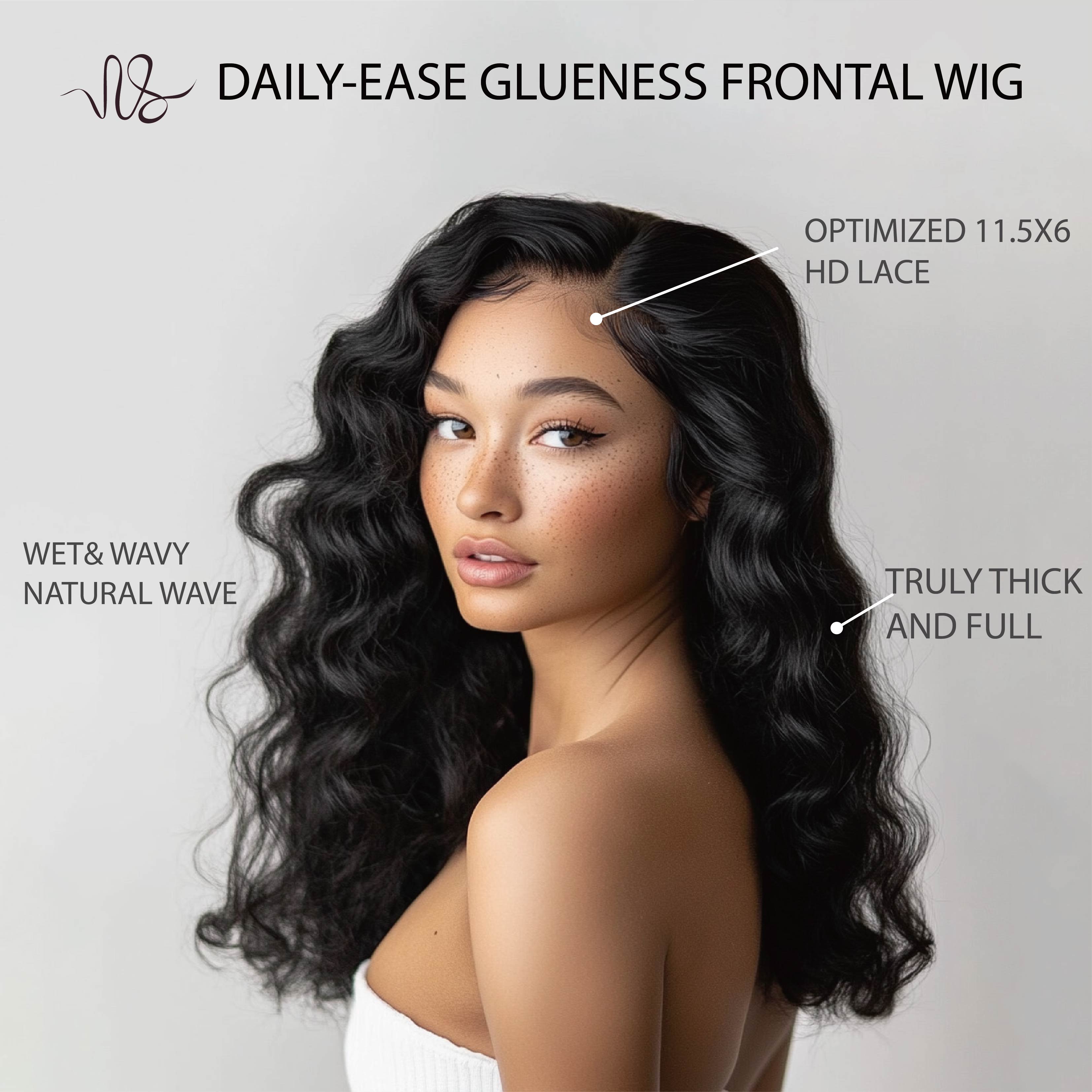 Daily-Easy Glueless Frontal Wig 11.5x6 Undetectable HD Lace Natural Wave