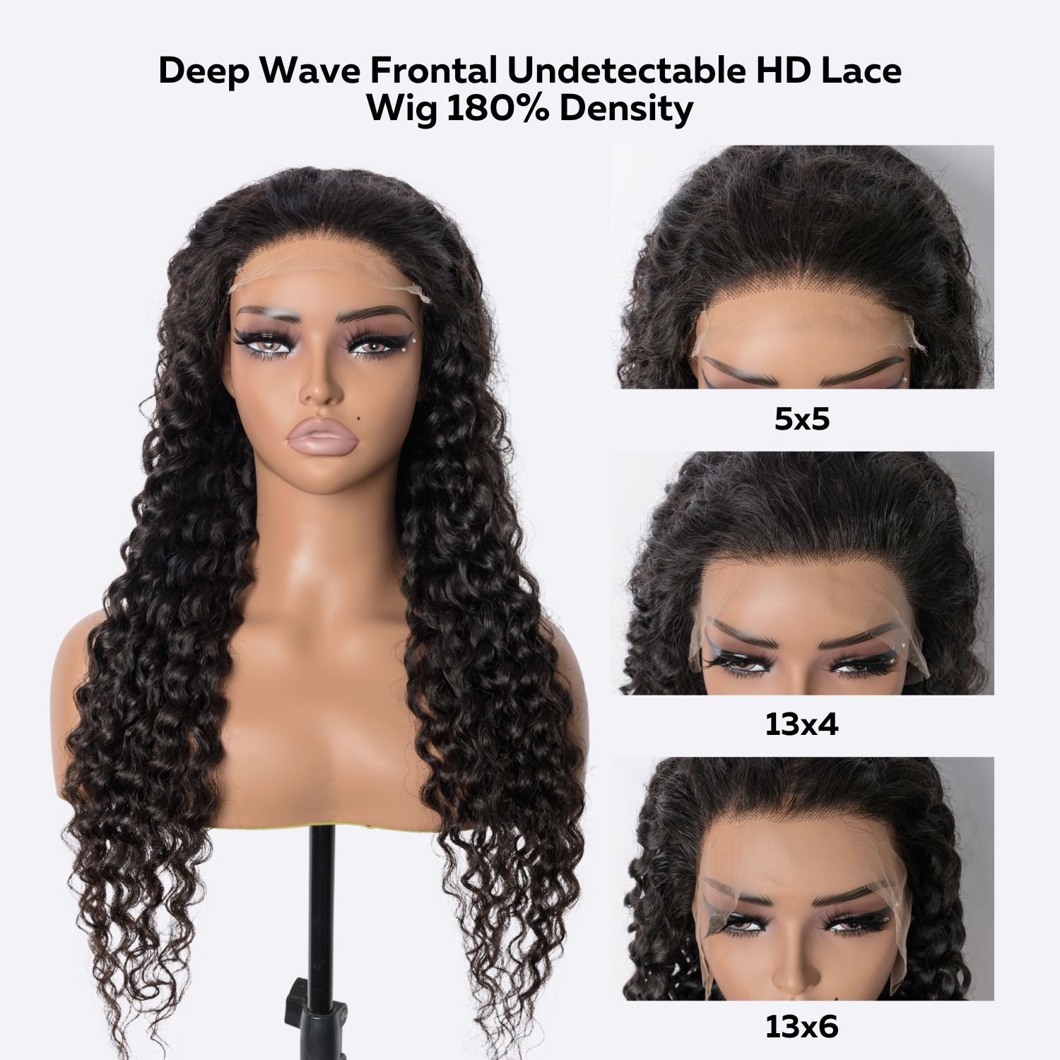 13x6 Deep Wave Frontal Undetectable HD Lace Wig 180% Density